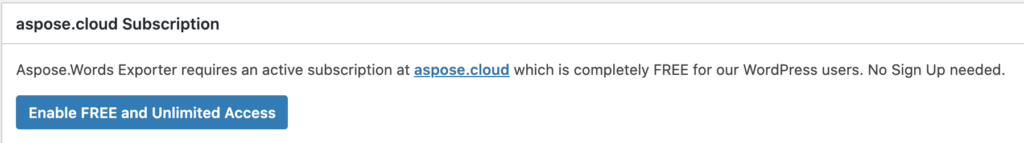 قم بتمكين امتيازات الوصول المجاني باستخدام حساب aspose.cloud.