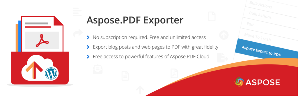 Banner des Aspose.PDF Exporter-Plugins