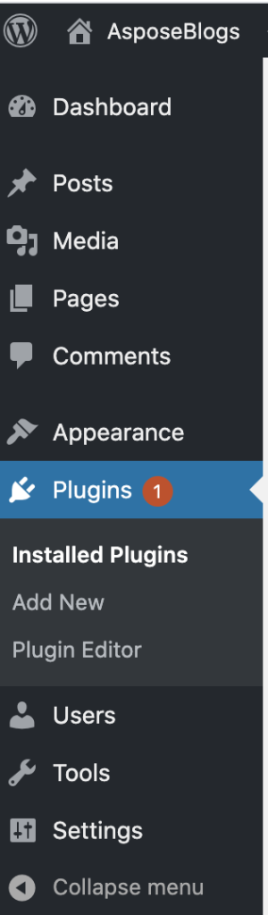 WordPress 管理面板顯示。